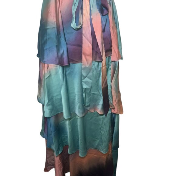 Hutch Sat Paige Ombre Wrap Maxi Dress Multicolor Tiered Halter L NWT - Picture 3 of 7